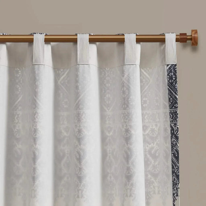 Cotton Printed Curtain Panel with Chenille detail and Lining(Only 1 Pc Panel) Default -DTYStore