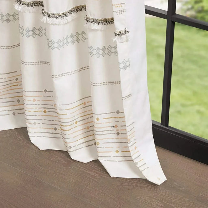 Cotton Printed Curtain Panel with tassel trim and Lining(Only 1 Pc Panel) Default -DTYStore