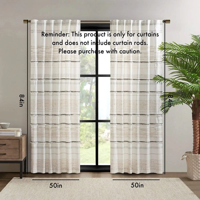 Cotton Printed Curtain Panel with tassel trim and Lining(Only 1 Pc Panel) Default -DTYStore