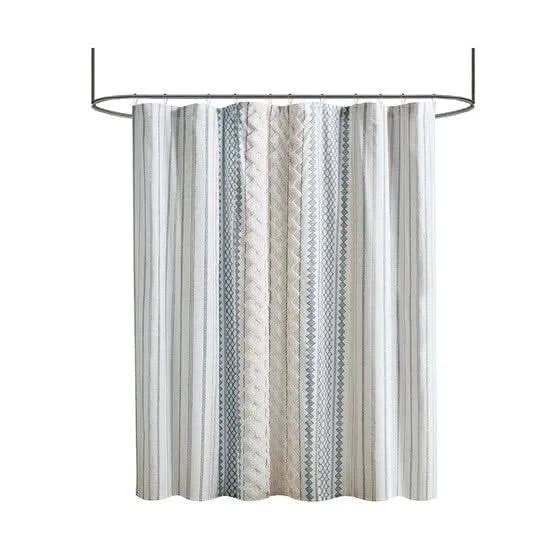 Cotton Printed Shower Curtain with Chenille Default -DTYStore