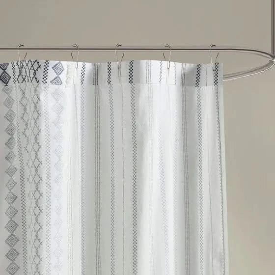 Cotton Printed Shower Curtain with Chenille Default -DTYStore