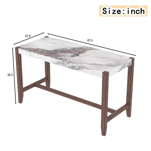Counter Height Bar Table, 47.5 in Faux Marble Dining Table for Kitchen, Living Room, or Balcony Default -DTYStore