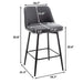 Counter Height Swivel Bar Stools Set of 2, 360° Swivel Upholstered Barstools with Back and Metal Legs, 25.6' Seat Height,Counter Stools for Kitchen Island and Pub,Faux Leather,Grey Default -DTYStore