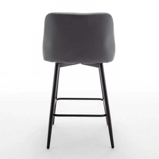 Counter Height Swivel Bar Stools Set of 2, 360° Swivel Upholstered Barstools with Back and Metal Legs, 25.6' Seat Height,Counter Stools for Kitchen Island and Pub,Faux Leather,Grey Default -DTYStore