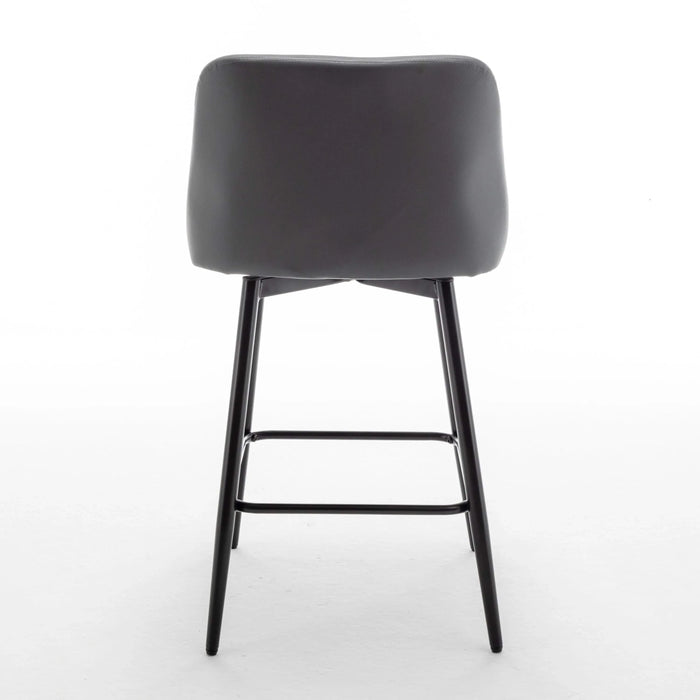 Counter Height Swivel Bar Stools Set of 2, 360° Swivel Upholstered Barstools with Back and Metal Legs, 25.6' Seat Height,Counter Stools for Kitchen Island and Pub,Faux Leather,Grey Default -DTYStore