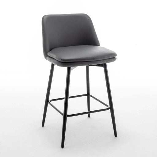 Counter Height Swivel Bar Stools Set of 2, 360° Swivel Upholstered Barstools with Back and Metal Legs, 25.6' Seat Height,Counter Stools for Kitchen Island and Pub,Faux Leather,Grey Default -DTYStore