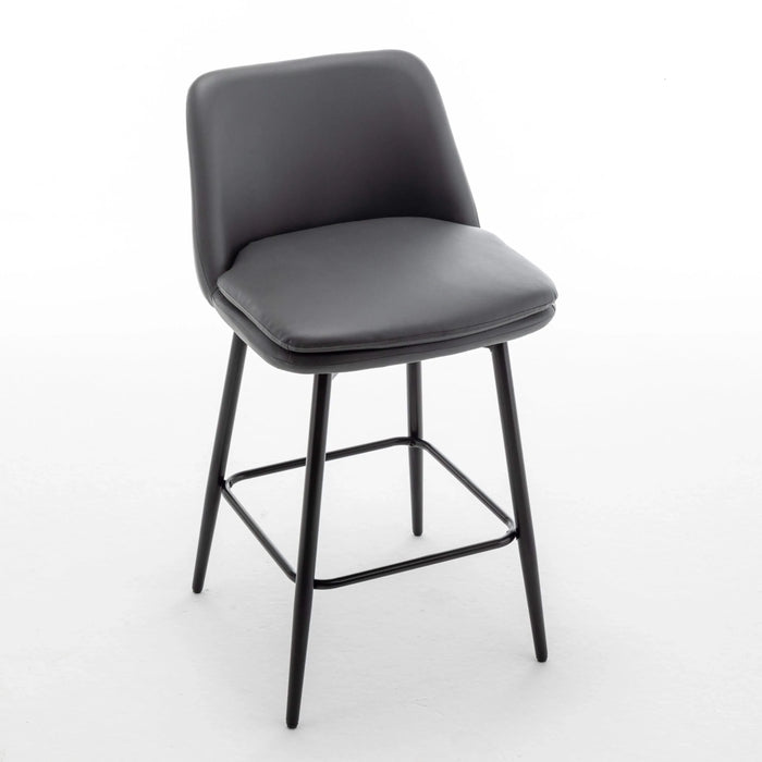 Counter Height Swivel Bar Stools Set of 2, 360° Swivel Upholstered Barstools with Back and Metal Legs, 25.6' Seat Height,Counter Stools for Kitchen Island and Pub,Faux Leather,Grey Default -DTYStore