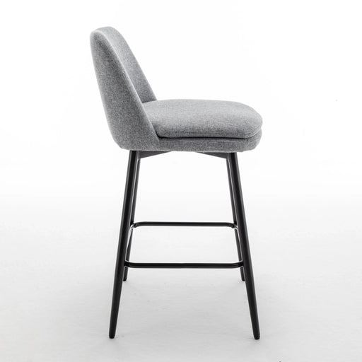 Counter Height Swivel Bar Stools Set of 2, 360° Swivel Upholstered Barstools with Back and Metal Legs, 25.6' Seat Height,Counter Stools for Kitchen Island and Pub,Linen Cloth,Grey Default -DTYStore