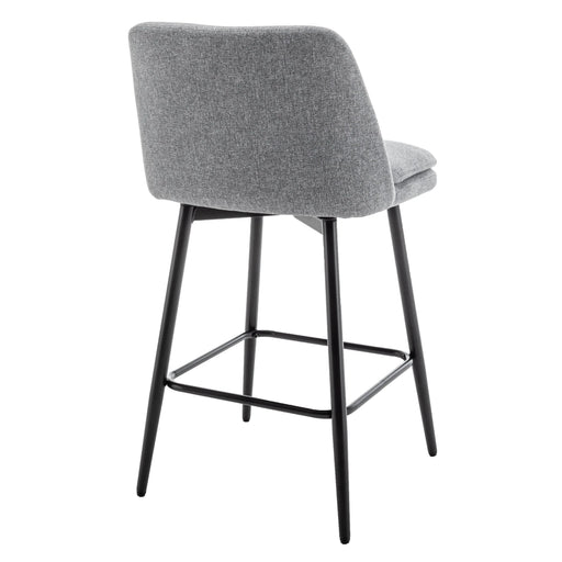 Counter Height Swivel Bar Stools Set of 2, 360° Swivel Upholstered Barstools with Back and Metal Legs, 25.6' Seat Height,Counter Stools for Kitchen Island and Pub,Linen Cloth,Grey Default -DTYStore