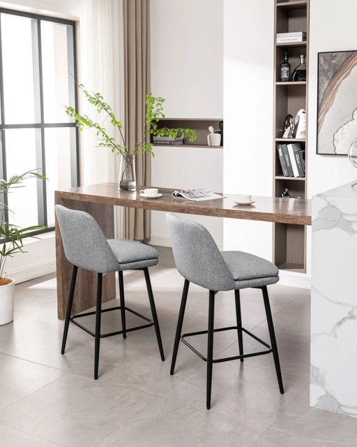 Counter Height Swivel Bar Stools Set of 2, 360° Swivel Upholstered Barstools with Back and Metal Legs, 25.6' Seat Height,Counter Stools for Kitchen Island and Pub,Linen Cloth,Grey Default -DTYStore