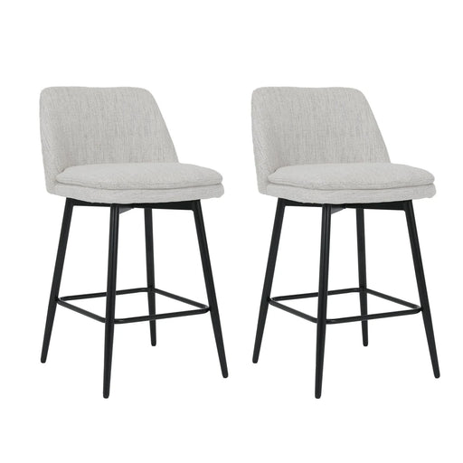 Counter Height Swivel Bar Stools Set of 2, 360° Swivel Upholstered Barstools with Back and Metal Legs, 25.6' Seat Height,Counter Stools for Kitchen Island and Pub,Linen Cloth,Off White Linen. Default -DTYStore
