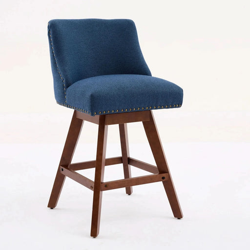Counter Height Swivel Barstools, 26'' H Seat Height Upholstered Bar Stools Set of 2, Fabric in Blue Default -DTYStore