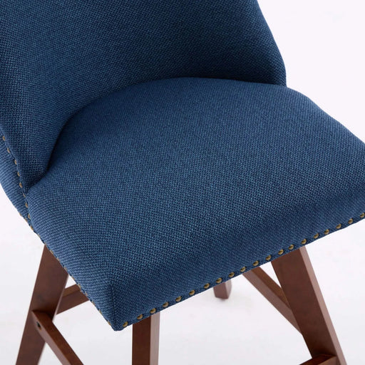 Counter Height Swivel Barstools, 26'' H Seat Height Upholstered Bar Stools Set of 2, Fabric in Blue Default -DTYStore