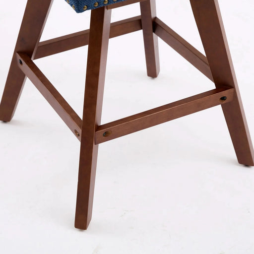 Counter Height Swivel Barstools, 26'' H Seat Height Upholstered Bar Stools Set of 2, Fabric in Blue Default -DTYStore