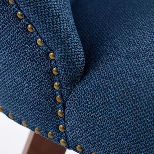 Counter Height Swivel Barstools, 26'' H Seat Height Upholstered Bar Stools Set of 2, Fabric in Blue Default -DTYStore