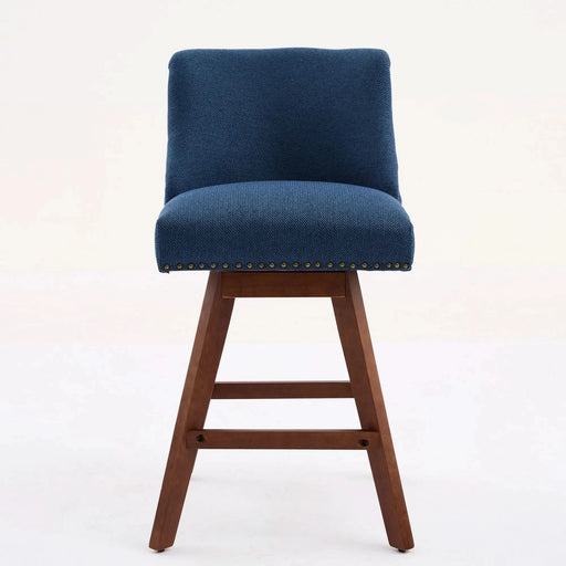 Counter Height Swivel Barstools, 26'' H Seat Height Upholstered Bar Stools Set of 2, Fabric in Blue Default -DTYStore