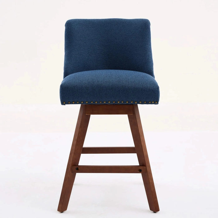Counter Height Swivel Barstools, 26'' H Seat Height Upholstered Bar Stools Set of 2, Fabric in Blue Default -DTYStore
