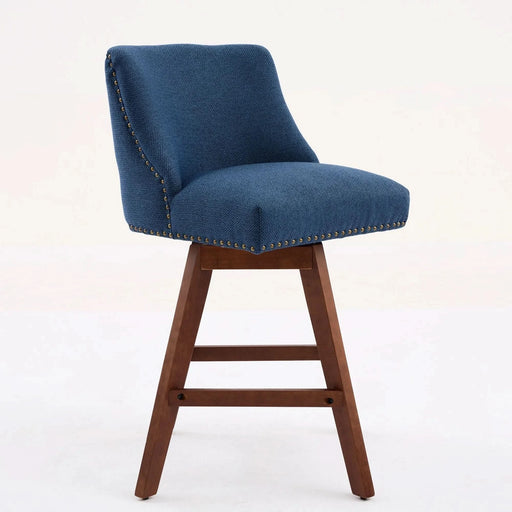Counter Height Swivel Barstools, 26'' H Seat Height Upholstered Bar Stools Set of 2, Fabric in Blue Default -DTYStore