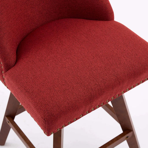 Counter Height Swivel Barstools, 26'' H Seat Height Upholstered Bar Stools Set of 2, Fabric in Wine Red Default -DTYStore