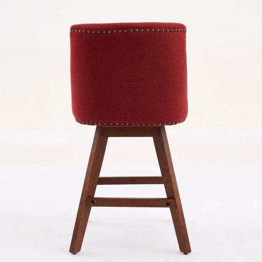 Counter Height Swivel Barstools, 26'' H Seat Height Upholstered Bar Stools Set of 2, Fabric in Wine Red Default -DTYStore