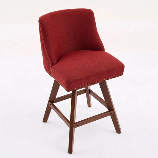 Counter Height Swivel Barstools, 26'' H Seat Height Upholstered Bar Stools Set of 2, Fabric in Wine Red Default -DTYStore