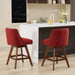 Counter Height Swivel Barstools, 26'' H Seat Height Upholstered Bar Stools Set of 2, Fabric in Wine Red Default -DTYStore