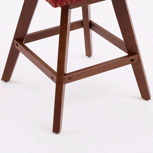 Counter Height Swivel Barstools, 26'' H Seat Height Upholstered Bar Stools Set of 2, Fabric in Wine Red Default -DTYStore