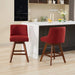 Counter Height Swivel Barstools, 26'' H Seat Height Upholstered Bar Stools Set of 2, Fabric in Wine Red Default -DTYStore
