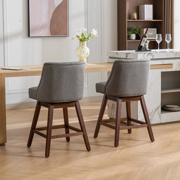 Counter Height Swivel Barstools Set of 2 with 26'' H Seat Height, Upholstered Fabric in Gray Default -DTYStore
