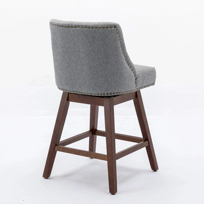 Counter Height Swivel Barstools Set of 2 with 26'' H Seat Height, Upholstered Fabric in Gray Default -DTYStore