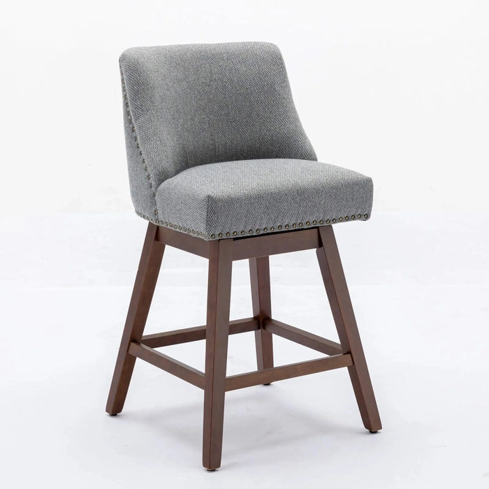 Counter Height Swivel Barstools Set of 2 with 26'' H Seat Height, Upholstered Fabric in Gray Default -DTYStore