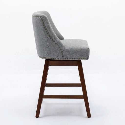 Counter Height Swivel Barstools Set of 2 with 26'' H Seat Height, Upholstered Fabric in Gray Default -DTYStore