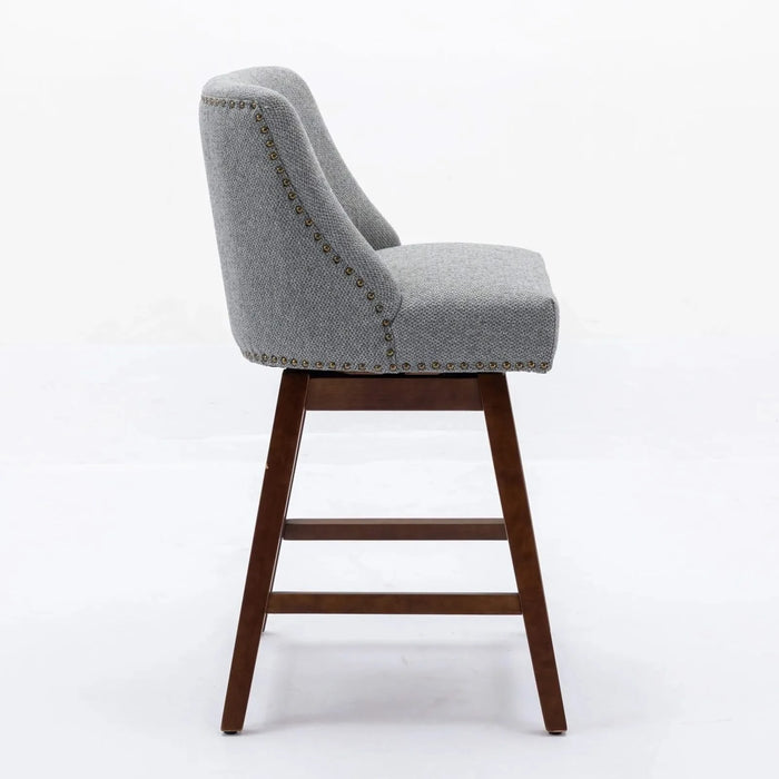 Counter Height Swivel Barstools Set of 2 with 26'' H Seat Height, Upholstered Fabric in Gray Default -DTYStore