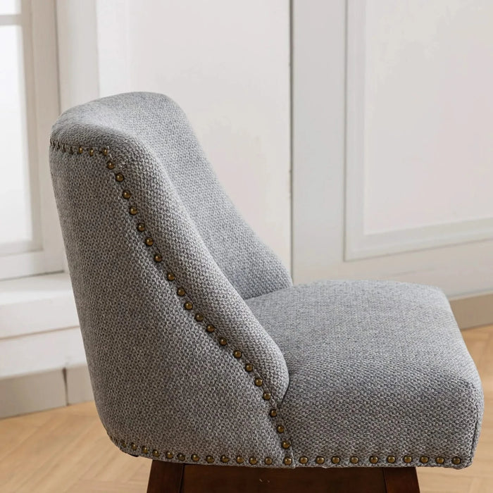 Counter Height Swivel Barstools Set of 2 with 26'' H Seat Height, Upholstered Fabric in Gray Default -DTYStore