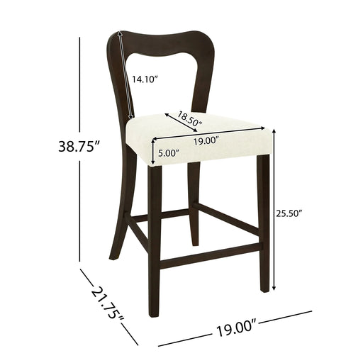 Counter Stool Without Arm(dark brown+beige) Set of 2 Default -DTYStore