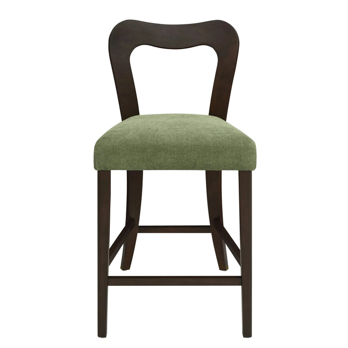 Counter Stool Without Arm(dark brown+green) Set of 2 Default -DTYStore