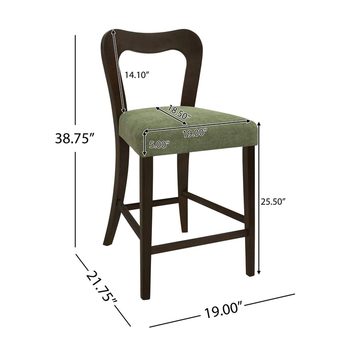 Counter Stool Without Arm(dark brown+green) Set of 2 Default -DTYStore