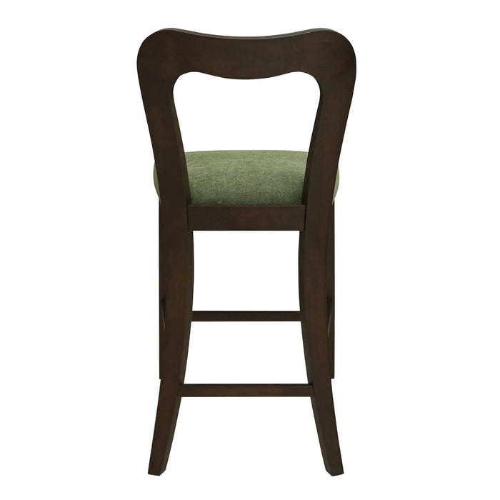 Counter Stool Without Arm(dark brown+green) Set of 2 Default -DTYStore