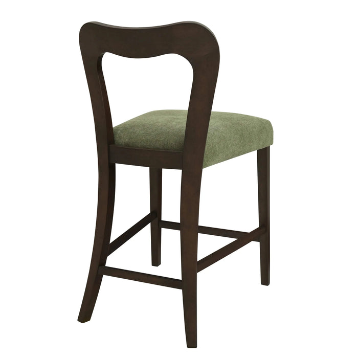 Counter Stool Without Arm(dark brown+green) Set of 2 Default -DTYStore