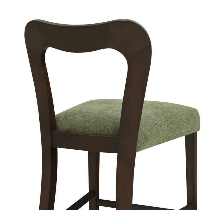 Counter Stool Without Arm(dark brown+green) Set of 2 Default -DTYStore