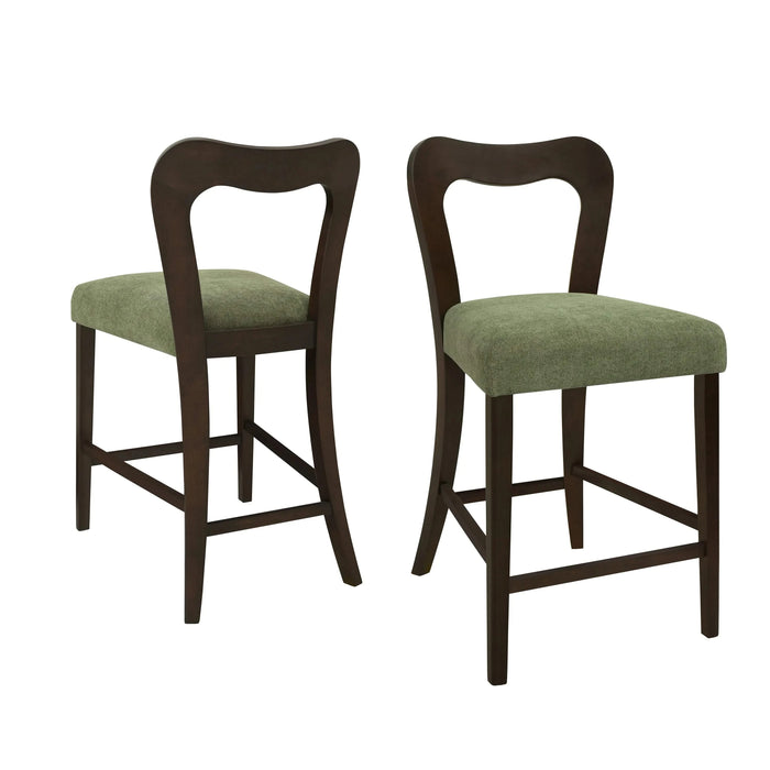 Counter Stool Without Arm(dark brown+green) Set of 2 Default -DTYStore