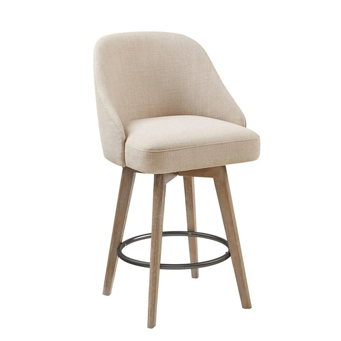 Counter Stool with Swivel Seat Function Sand Polyester and Solid Wood Default -DTYStore