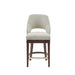 Counter Stool with Swivel Seat in Cream Upholstery and Solid Wood Legs Default -DTYStore