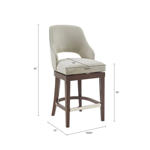 Counter Stool with Swivel Seat in Cream Upholstery and Solid Wood Legs Default -DTYStore