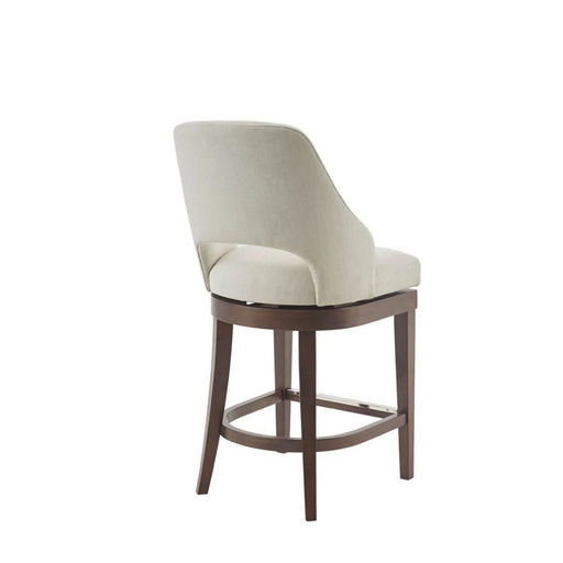 Counter Stool with Swivel Seat in Cream Upholstery and Solid Wood Legs Default -DTYStore