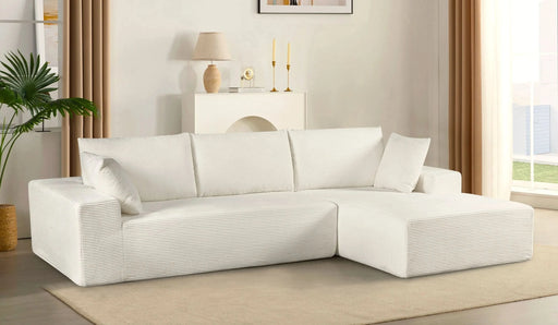 CozyForm Convertible Sectional Sofa in Soft Corduroy, Modern Comfy Couch with Full Foam Cushioning, Cozy Sleeper Sectional for Living Room, Bedroom, No Assembly Required, Ivory - Right Facing Default -DTYStore