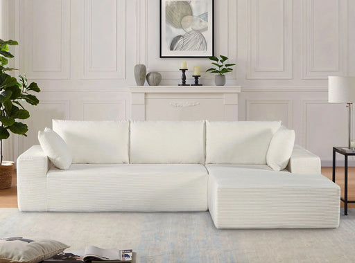 CozyForm Convertible Sectional Sofa in Soft Corduroy, Modern Comfy Couch with Full Foam Cushioning, Cozy Sleeper Sectional for Living Room, Bedroom, No Assembly Required, Ivory - Right Facing Default -DTYStore