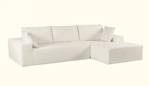 CozyForm Convertible Sectional Sofa in Soft Corduroy, Modern Comfy Couch with Full Foam Cushioning, Cozy Sleeper Sectional for Living Room, Bedroom, No Assembly Required, Ivory - Right Facing Default -DTYStore