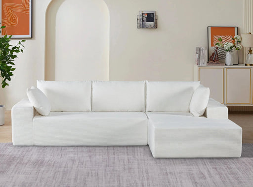 CozyForm Convertible Sectional Sofa in Soft Corduroy, Modern Comfy Couch with Full Foam Cushioning, Cozy Sleeper Sectional for Living Room, Bedroom, No Assembly Required, Ivory - Right Facing Default -DTYStore