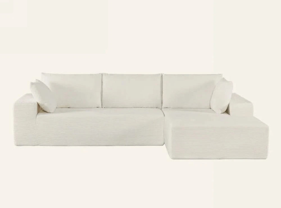 CozyForm Convertible Sectional Sofa in Soft Corduroy, Modern Comfy Couch with Full Foam Cushioning, Cozy Sleeper Sectional for Living Room, Bedroom, No Assembly Required, Ivory - Right Facing Default -DTYStore